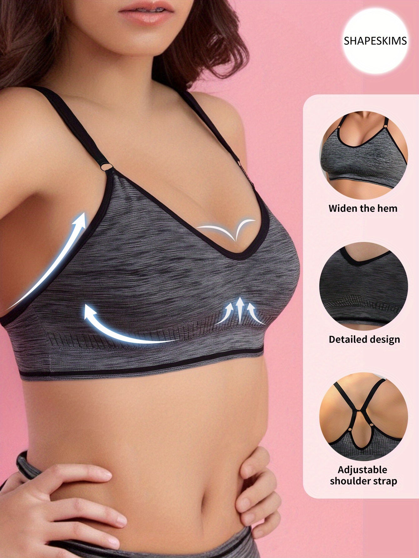 Бюстгальтер для йоги женский безшовный дышащий, размер плюс, с регулируемыми бретелями