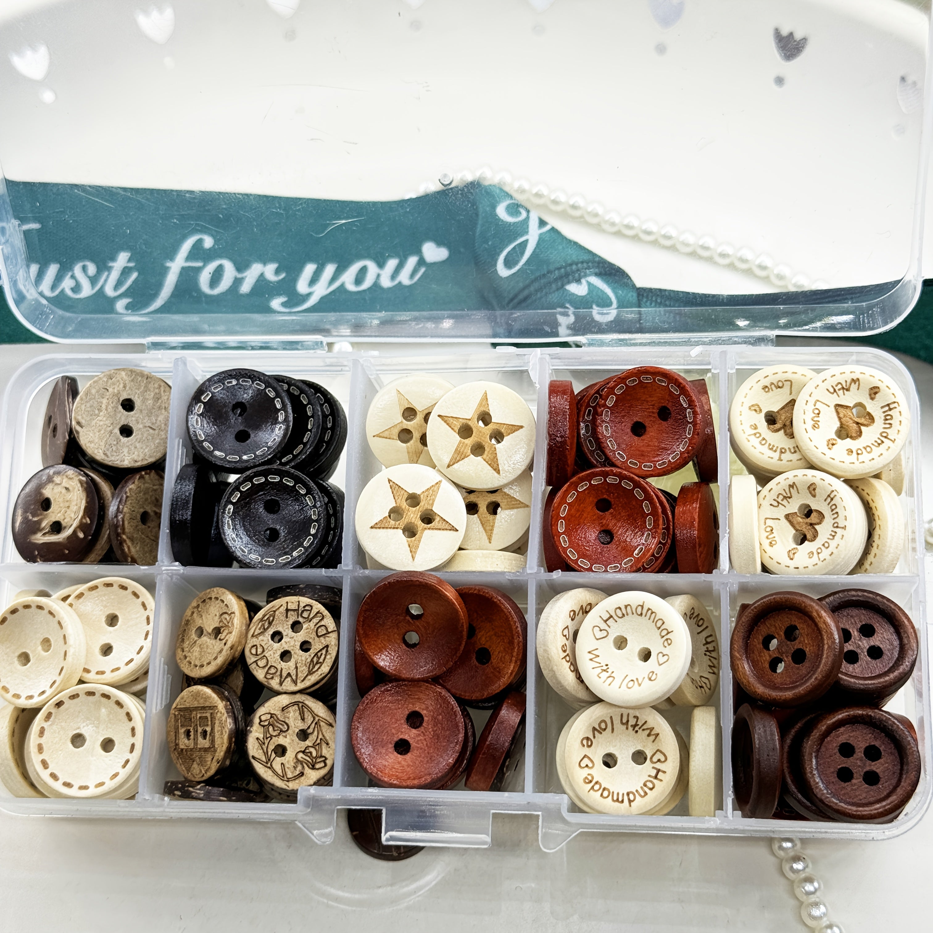 Set of 136 Decorative Buttons for DIY Crafts and Sewing Projects