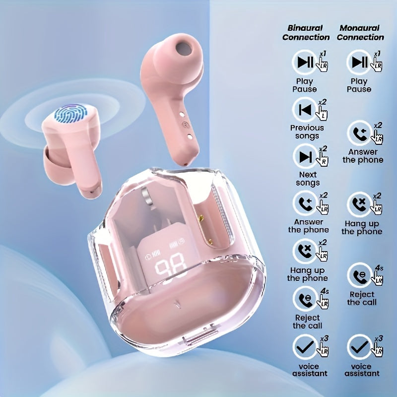 Wireless Earbuds with LED Battery Display Dual Microphones In-Ear Sports Headphones