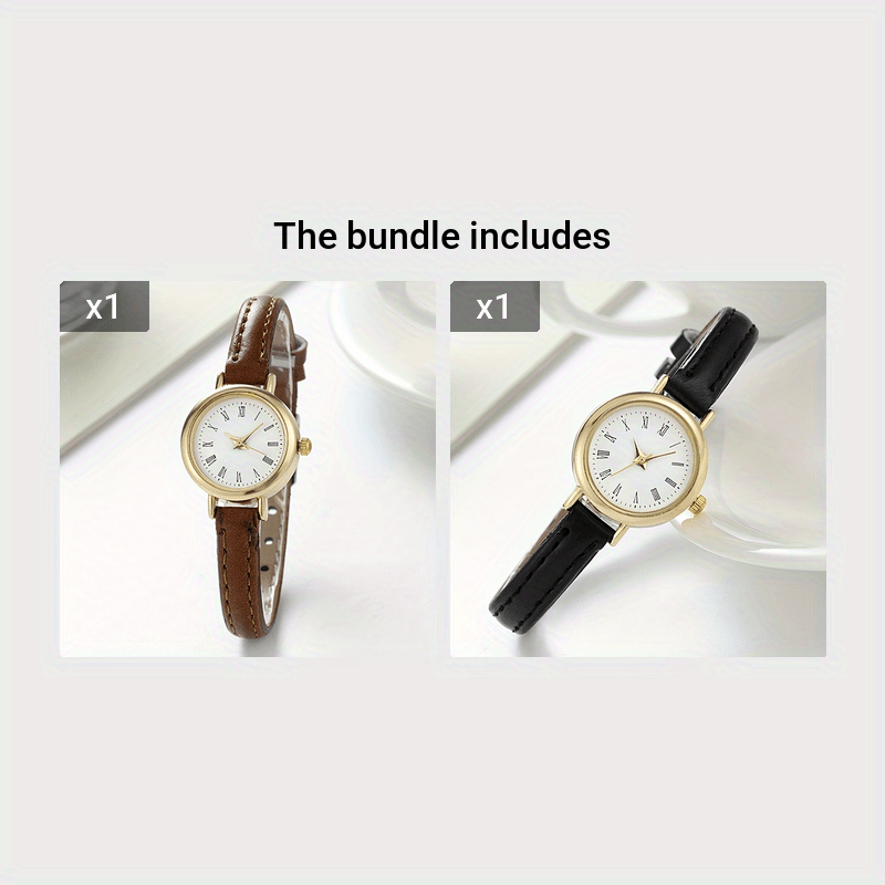 Women's Quartz Watch Casual Round Alloy Case PU Leather Band Retro Rome Style