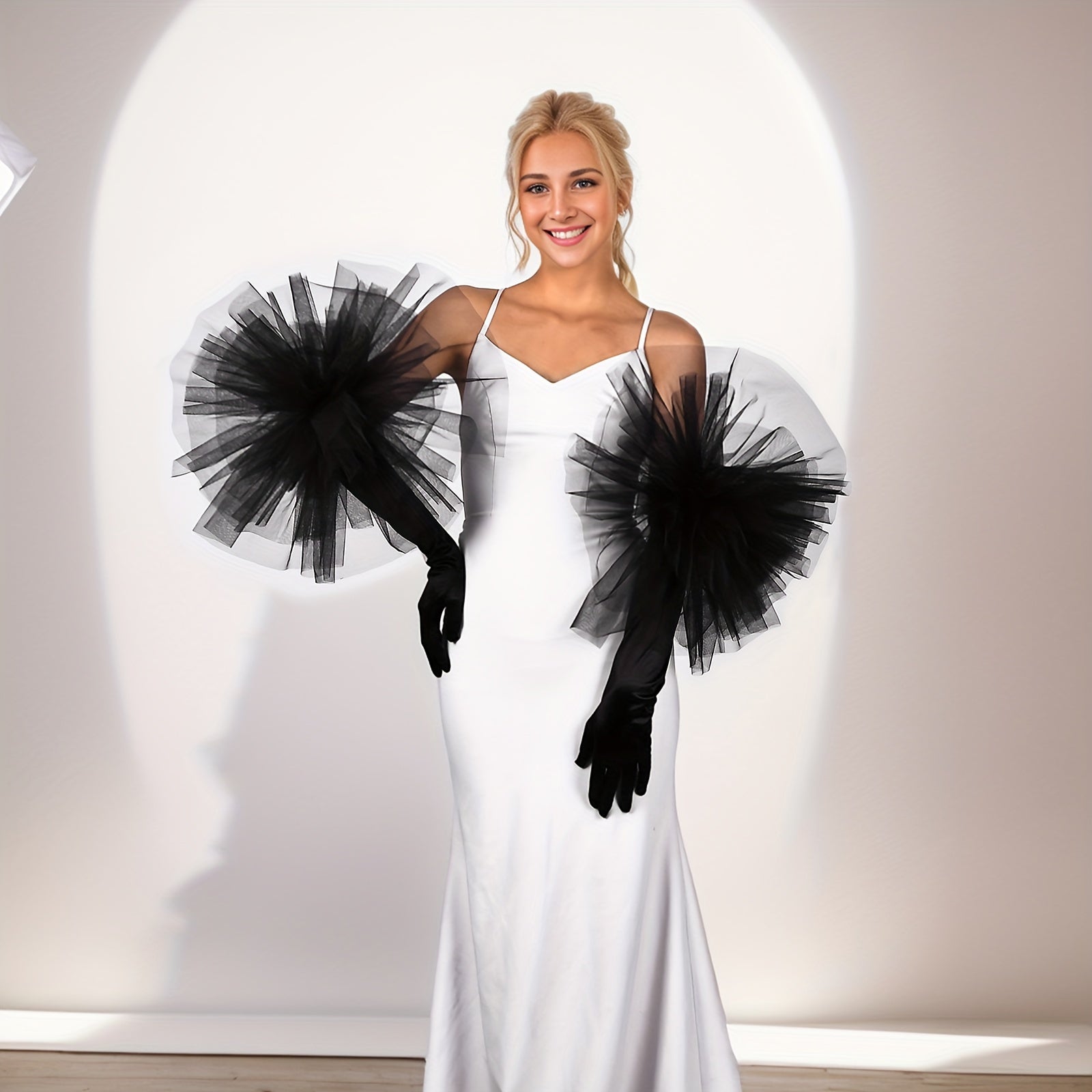 Bridal Gloves Mesh Flower Details Wedding Accessory Polyester Hand Wash