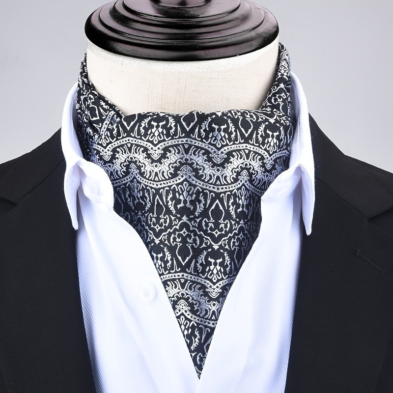 Men's Autumn Winter Double-Layer Paisley Pattern Collared Shirt Scarf for Casual Formal