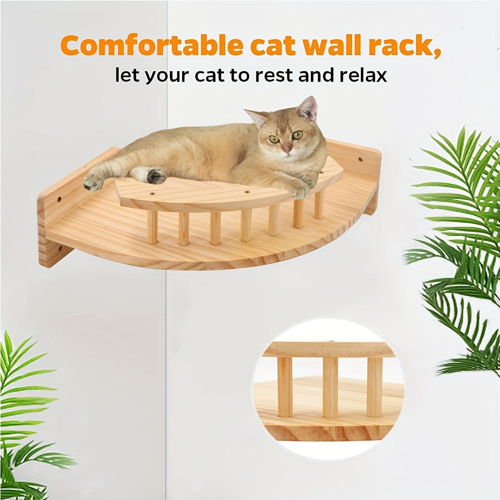 Cat Wall Furniture Set with Shelves Bed Steps and Tower for Cats