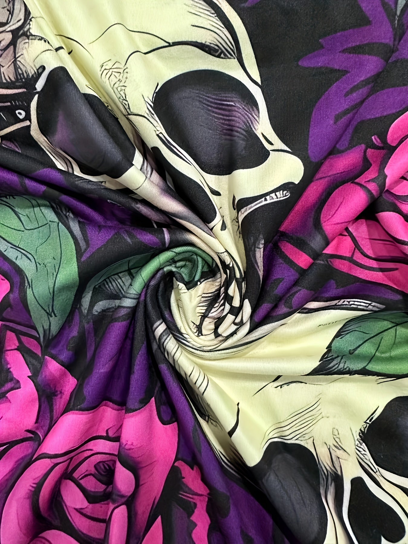 Women's Gothic Style Summer Printed Long Leggings Black Plus Size