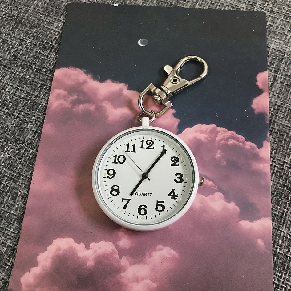 Large Number Nurse Exam Quartz Waterproof Pocket Watch with Key Chain for Students