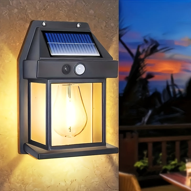2/4pcs Outdoor Solar Wall Light with Motion Sensor 3 Modes Garden Decorative Tungsten LED