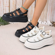 Women Casual Platform Mules Summer Breathable Chunky Heel Shoes