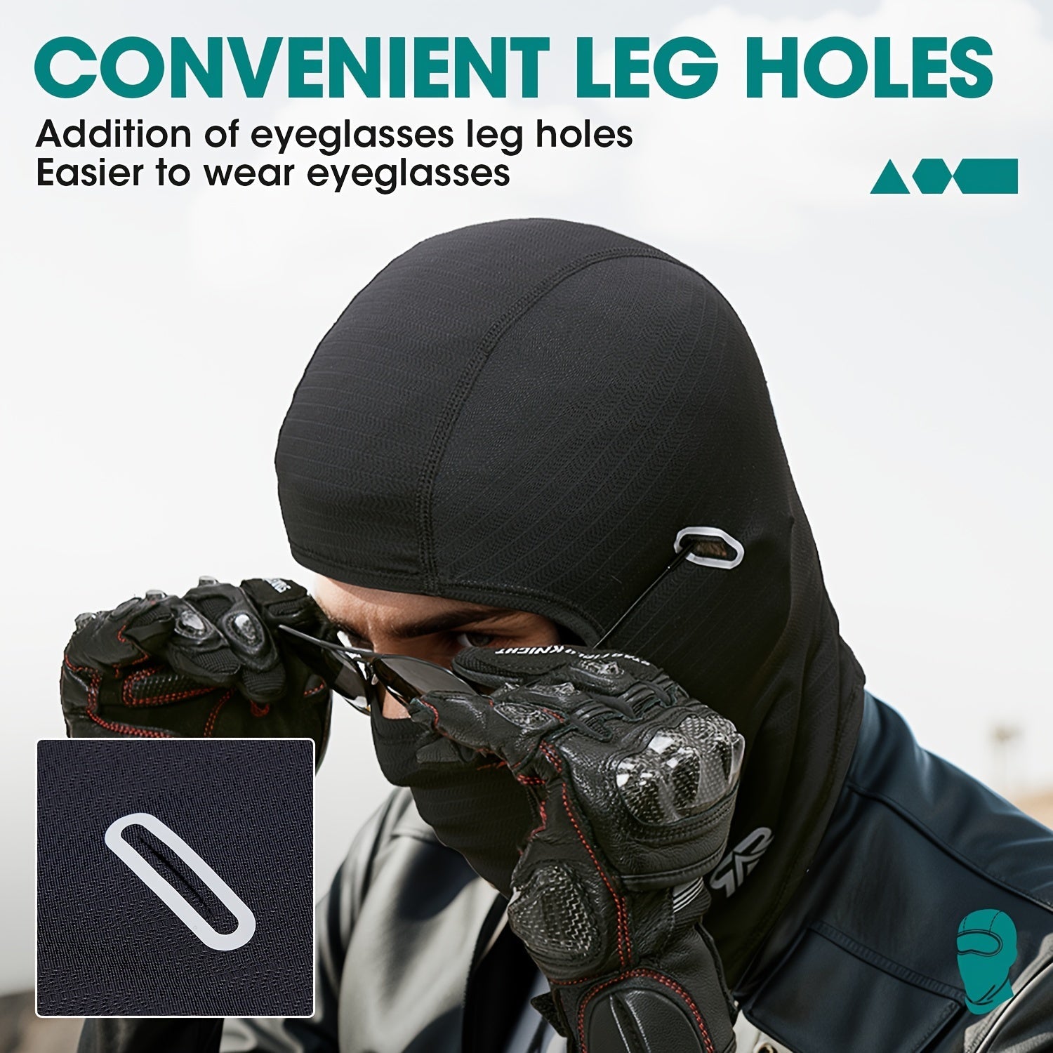 Full Face Mask with Glasses Opening Lightweight Windproof Sun Protection for Outdoor Activities