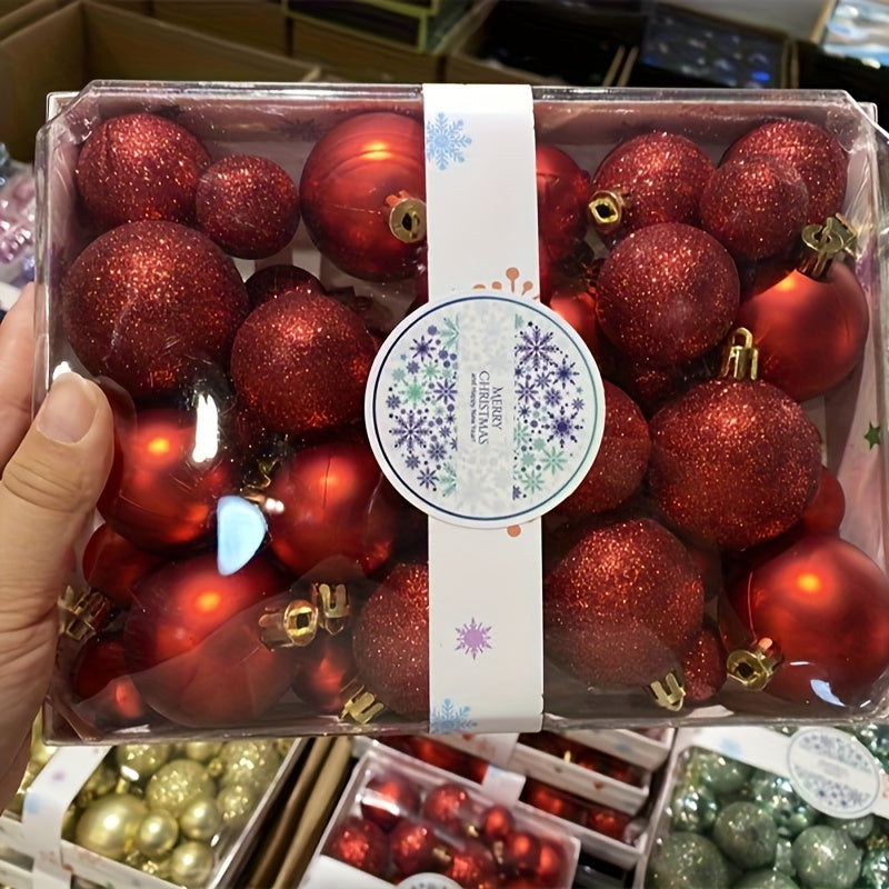 Paquete de 42 adornos de Navidad de glitter dorado de plástico para árbol navideño