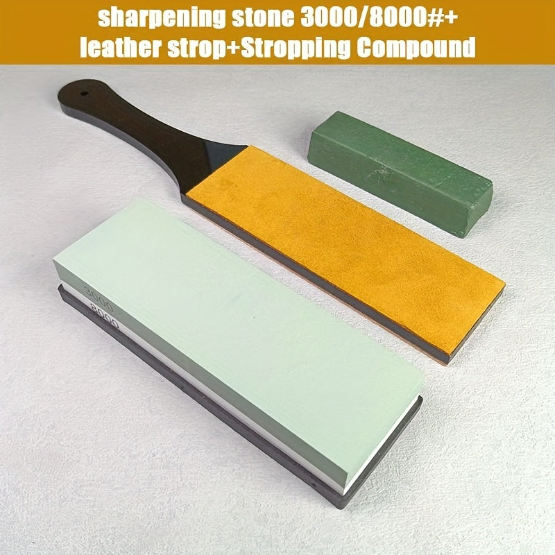Professional Sharpening Stone Set with Dual Grit, Bamboo Base and Non-Slip Rubber
