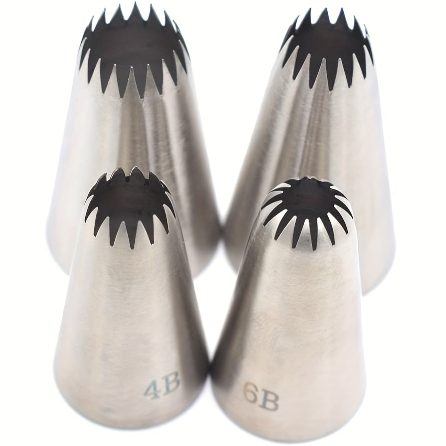 Set of 4 Stainless Steel Pastry Tips Icing Nozzles for Cake Decorating Baking
