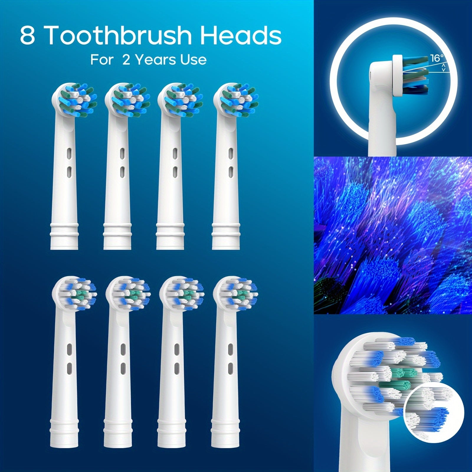 Electric Toothbrush for Adults Rotating USB Rechargeable 8 Brush Heads