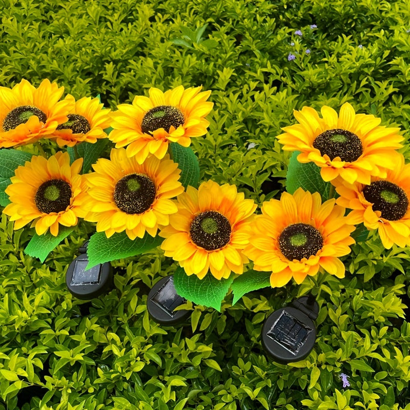 Vibrant Yellow Solar LED Sunflower Ground Stake Light Outdoor Garden Decor