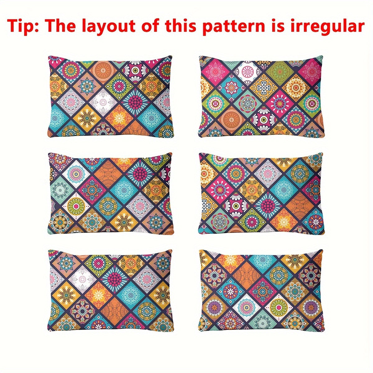 Bohemian Pattern Printed Pillowcase Soft Bedding Cover with Pocket Closure Polyester Quilted Machine Washable for Home and Kitchen