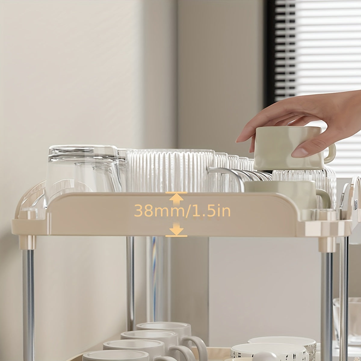 YIGUO Qopqoqsiz Ikki Qavatli Oshxona Tashkiliy Raqami - Chashkalar, Kofe Qoplari, Kofe Podlari uchun - Ochiq Saqlash Dizayni, Ko'p Maqsadli, Assembling Kerak Emas, Stol va Sirt Ko'rsatish Polka Kiritilgan