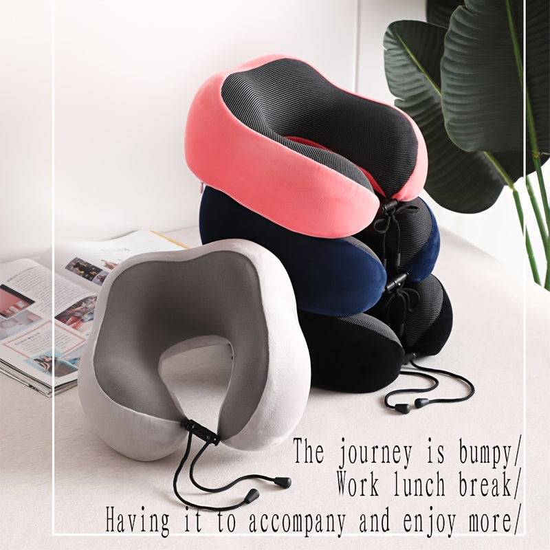 Memory Foam U-Shaped Travel Pillow for Neck Support Adjustable Reversible Medium Firm Red Blue