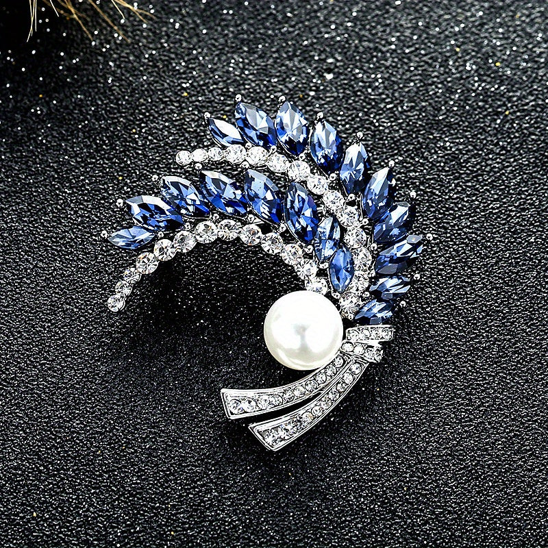 Wheat-Shaped Rhinestone Brooch Pin with Crystal Plant Design for Women and Men