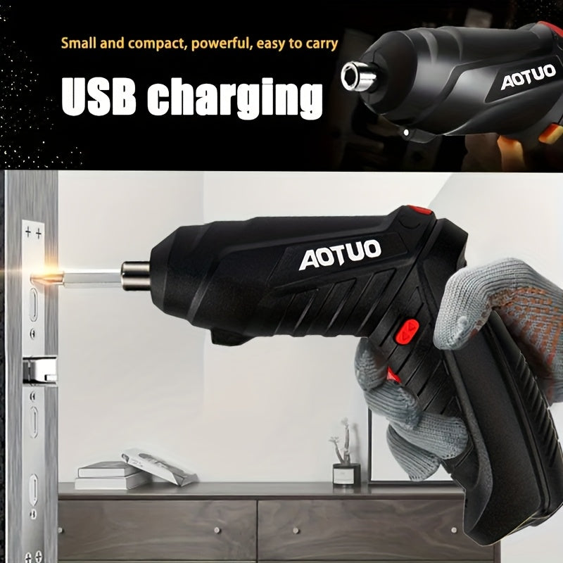 47-Piece Portable Electric Screwdriver Set with USB Charging and 90° Folding Hand Drill