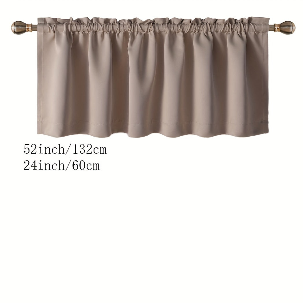 Blackout Insulated Rod Pocket Window Valance for Kitchen Black