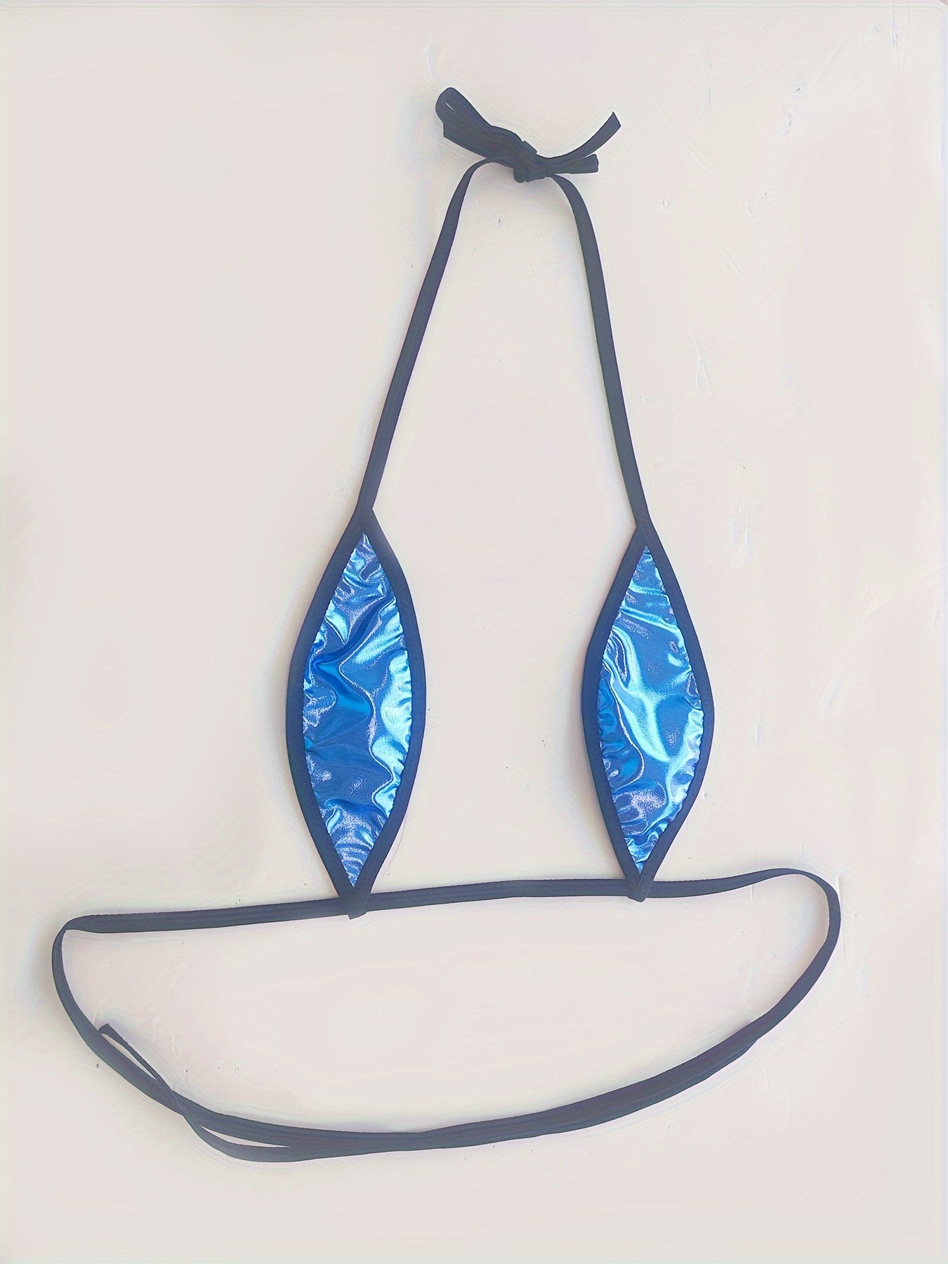 Women's Metallic Lingerie Set with Halter Bra and Thong