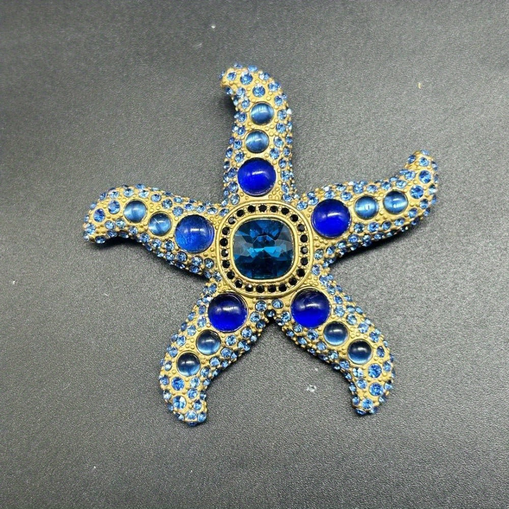 Women's Starfish Brooch Pin Rhinestone Accents Irregular Design Jewelry