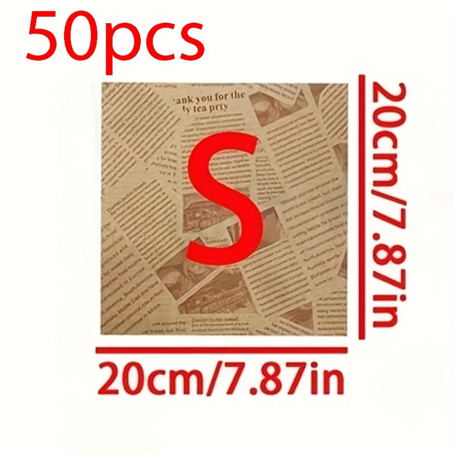 50pcs Food-Grade Oil-Proof Sandwich Packing Paper for Takeaway and Catering