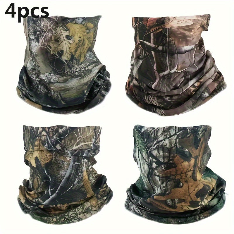 Set of 4 Camo Neck Gaiters for Men UV Protection Dustproof for Cycling Outdoor
