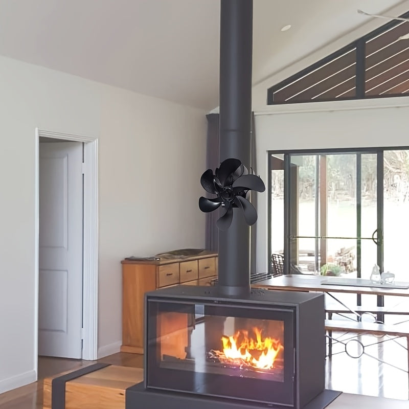 Вентилятор для дровяной/половяной печи/камина — 6 лопастей, генерирует на 80% больше теплого воздуха, идеально подходит для подарка на праздники, обязательный аксессуар для камина на осенне-зимний сезон, подходит для деревянных или настенных печей