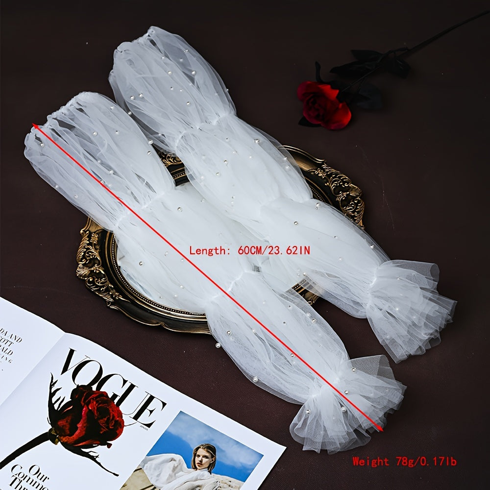 Bridal Pearl Sleeve Cover Beaded Puff Wedding Accessory for Women