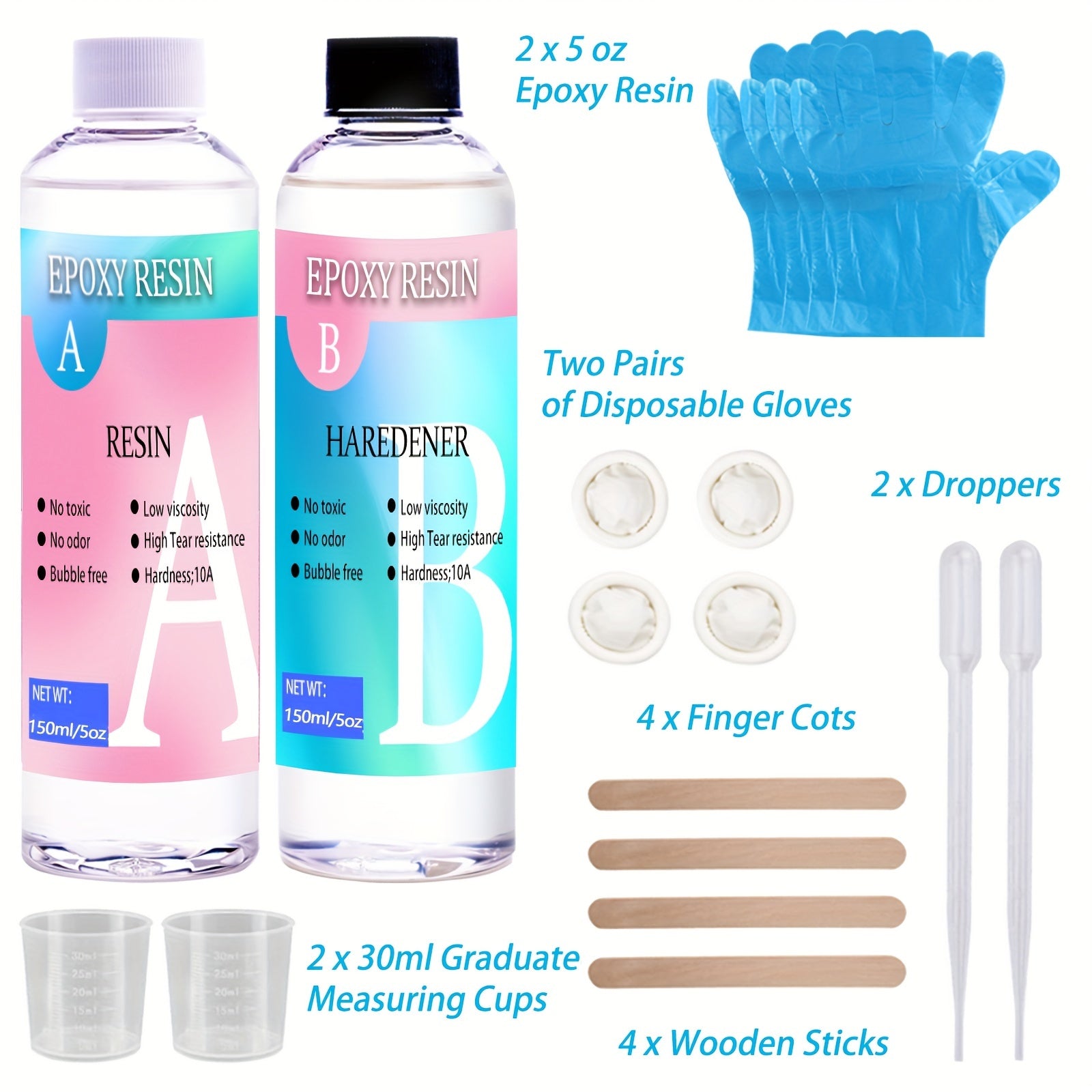 Crystal Clear Epoxy Resin Kit for Jewelry Art Crafts Wood Projects Bubbles Free