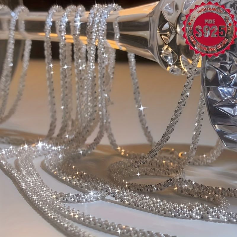 Sterling Silver Gypsophila Necklace Adjustable Chain for Women Men Wedding Engagement