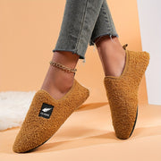 Women's Fleece-Lined Indoor Slippers Warm Plush Home Shoes