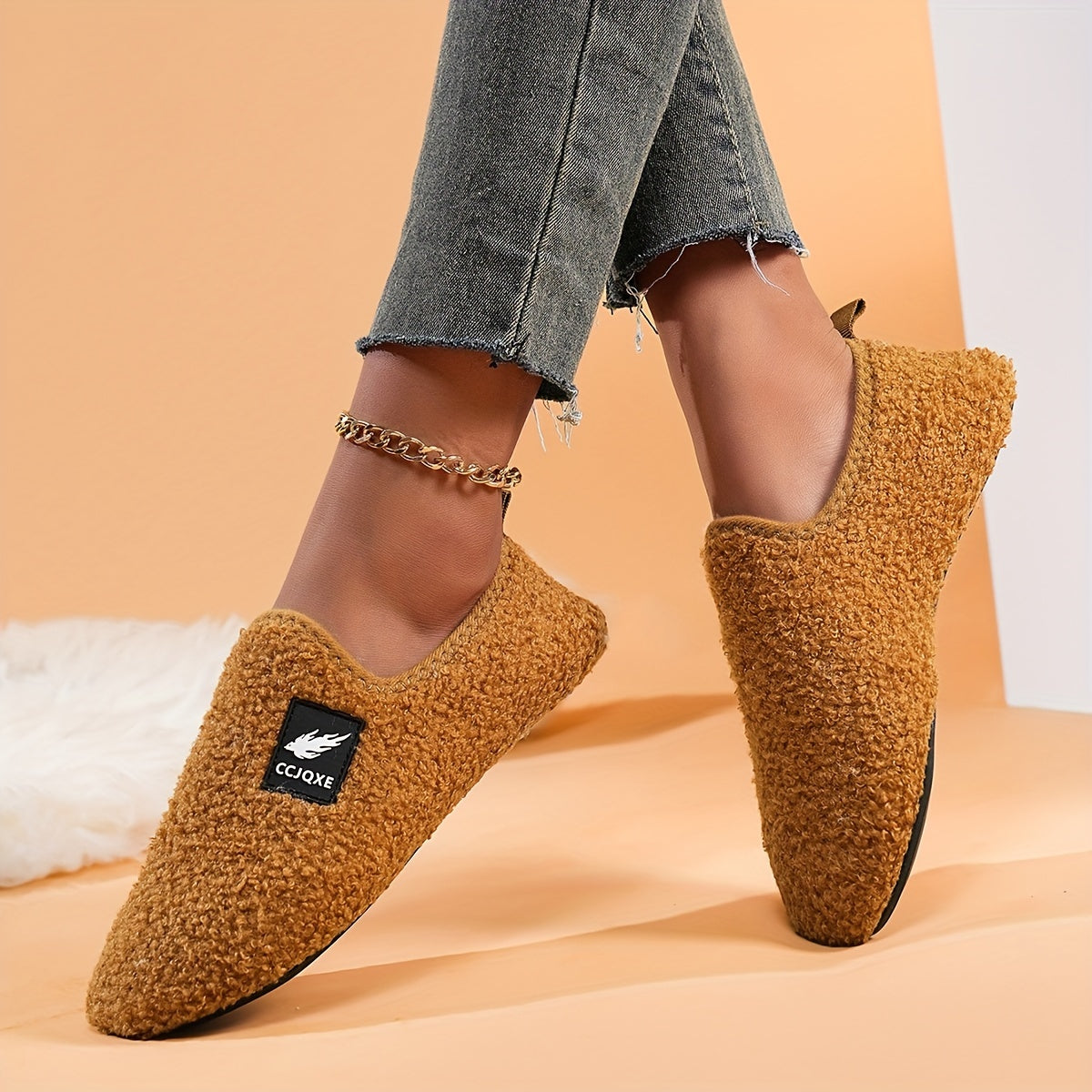 Women's Fleece-Lined Indoor Slippers Warm Plush Home Shoes