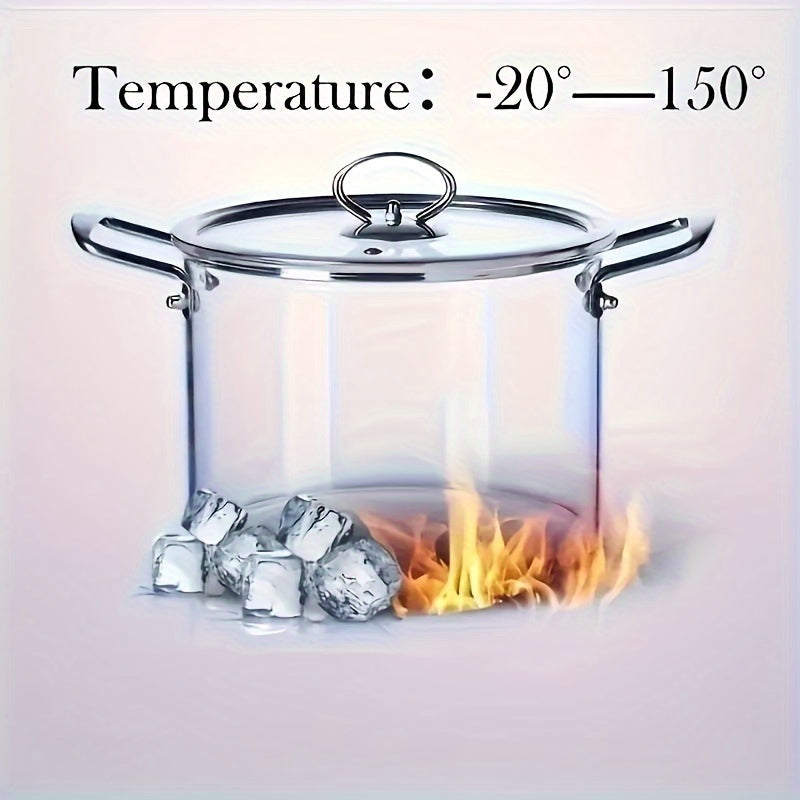 Glass Cooking Pot with Stainless Steel Handle and Lid for Soup and Stew, Durable Borosilicate Glass