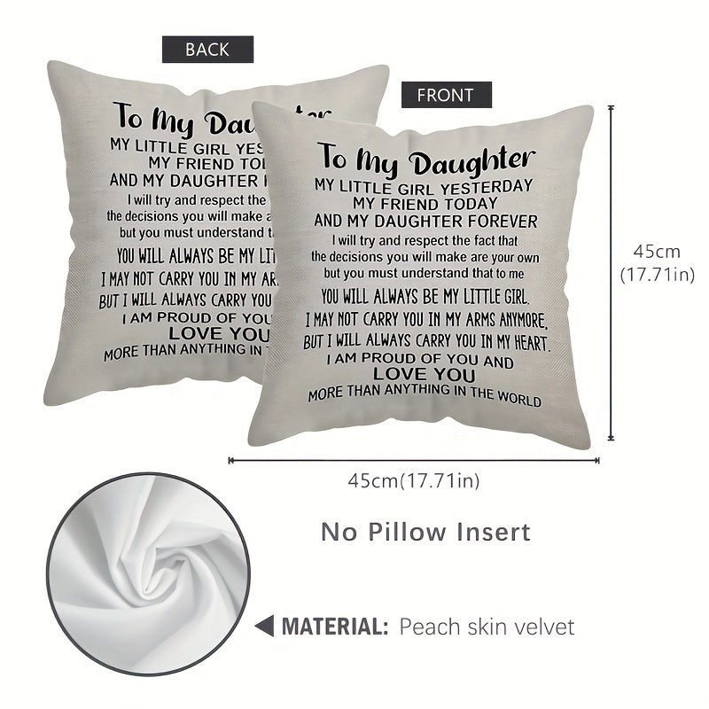 Double-Sided Daughter Pillow Cover Cozy Plush Home Decor Birthday Gift from Mom and Dad