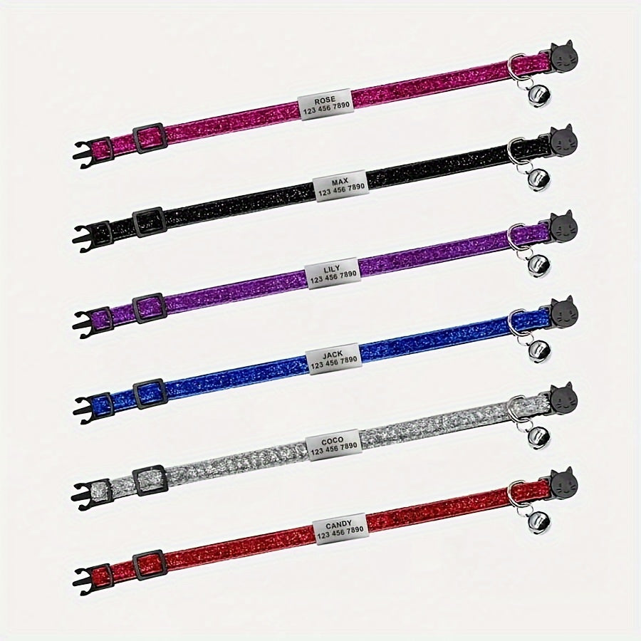 Индивидуальный регулируемый ошейник для кошек с колокольчиком и гравированной идентификационной биркой для котят и щенков