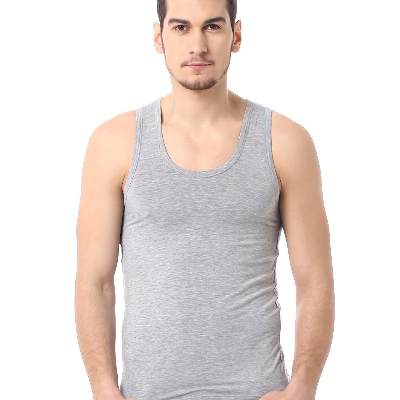 Camiseta sin mangas de algodón para hombre, de color sólido, transpirable, casual, deportiva, para todas las estaciones