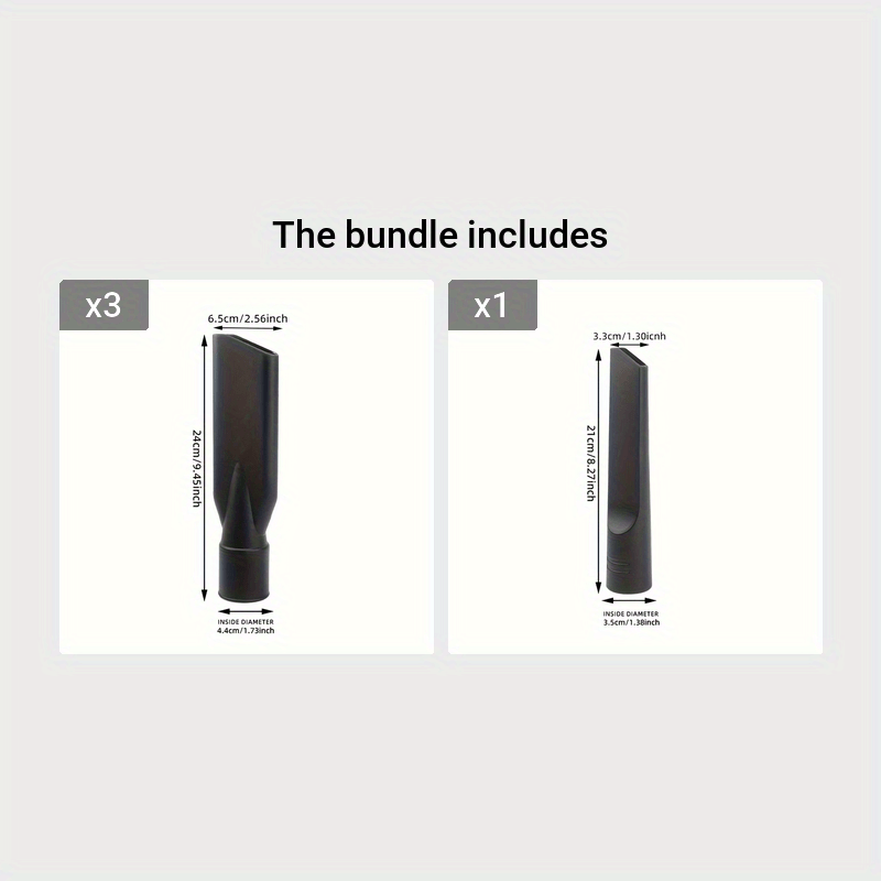 Set of 3 Vacuum Cleaner Flat Nozzles in Sizes 3.2cm, 3.5cm, and 4.4cm for Cleaning Tasks