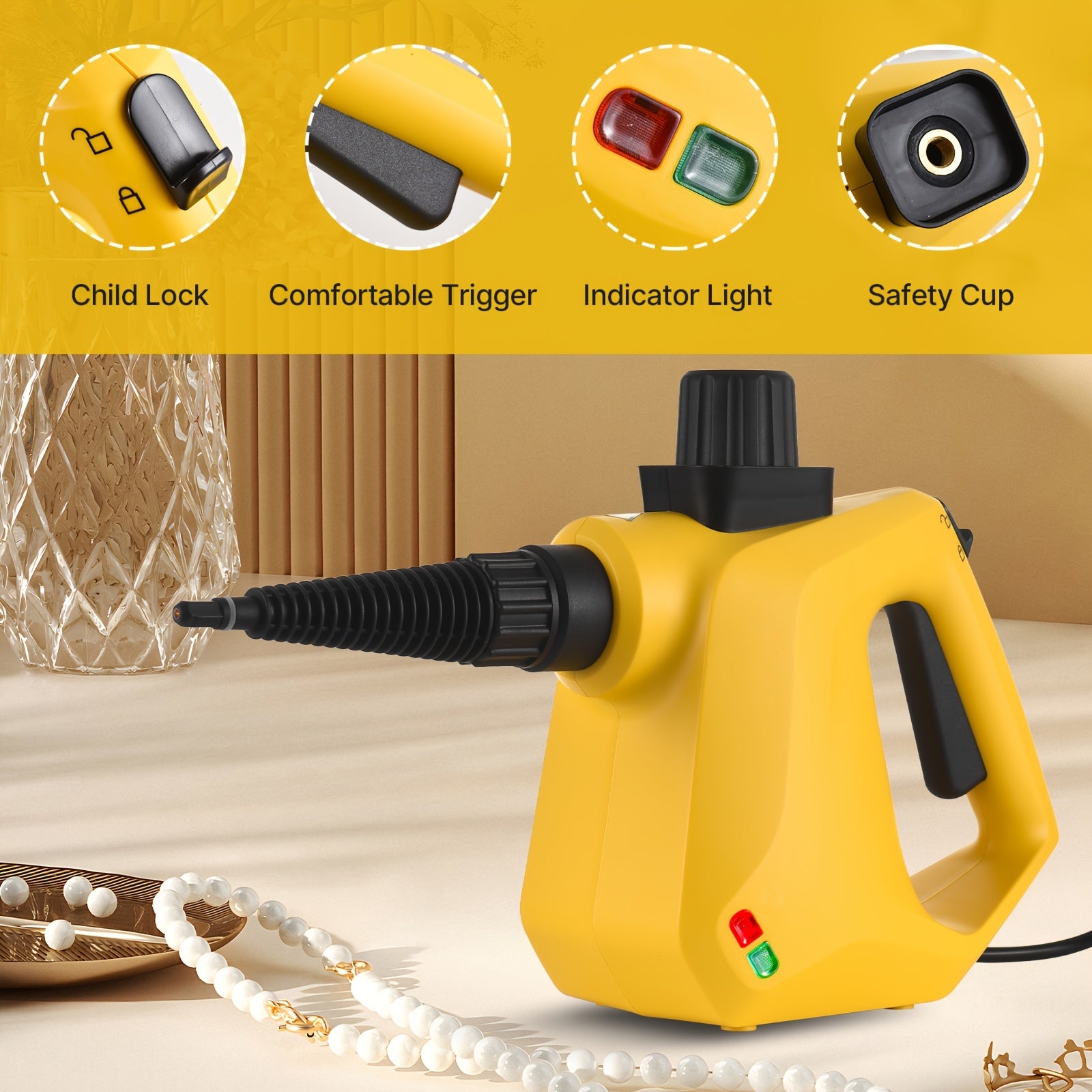 Portable Handheld Steam Cleaner with 9 Accessories for Home and Car Cleaning