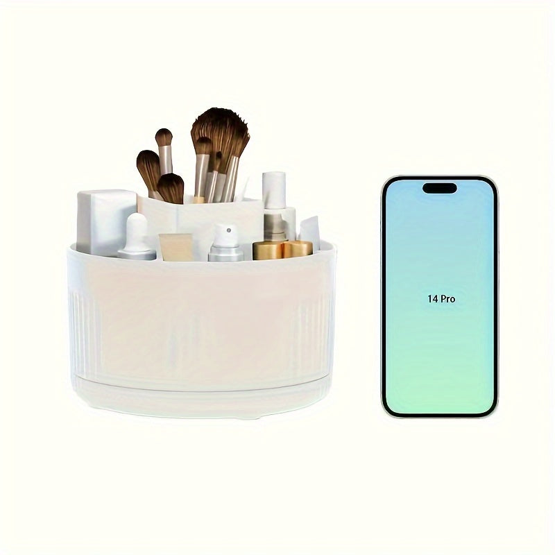 360 Degree Rotating Makeup Organizer High-Gloss ABS Plastic Vanity Storage