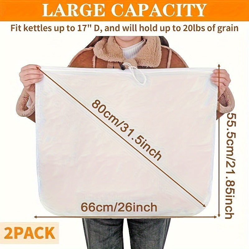 2-Pack Large Reusable Brewing Bags with Adjustable Drawstring for Home Brewing