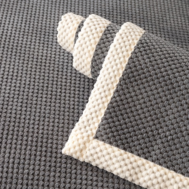 Hozirgi zamonaviy plush divan qopqog'i, barcha fasllar uchun korduroy chekkali