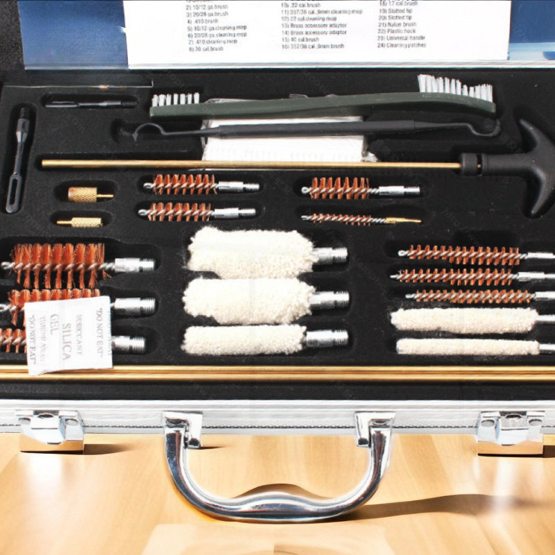 Aluminum Alloy Gun Cleaning Kit with Double Handle Case, Wire and Brushes