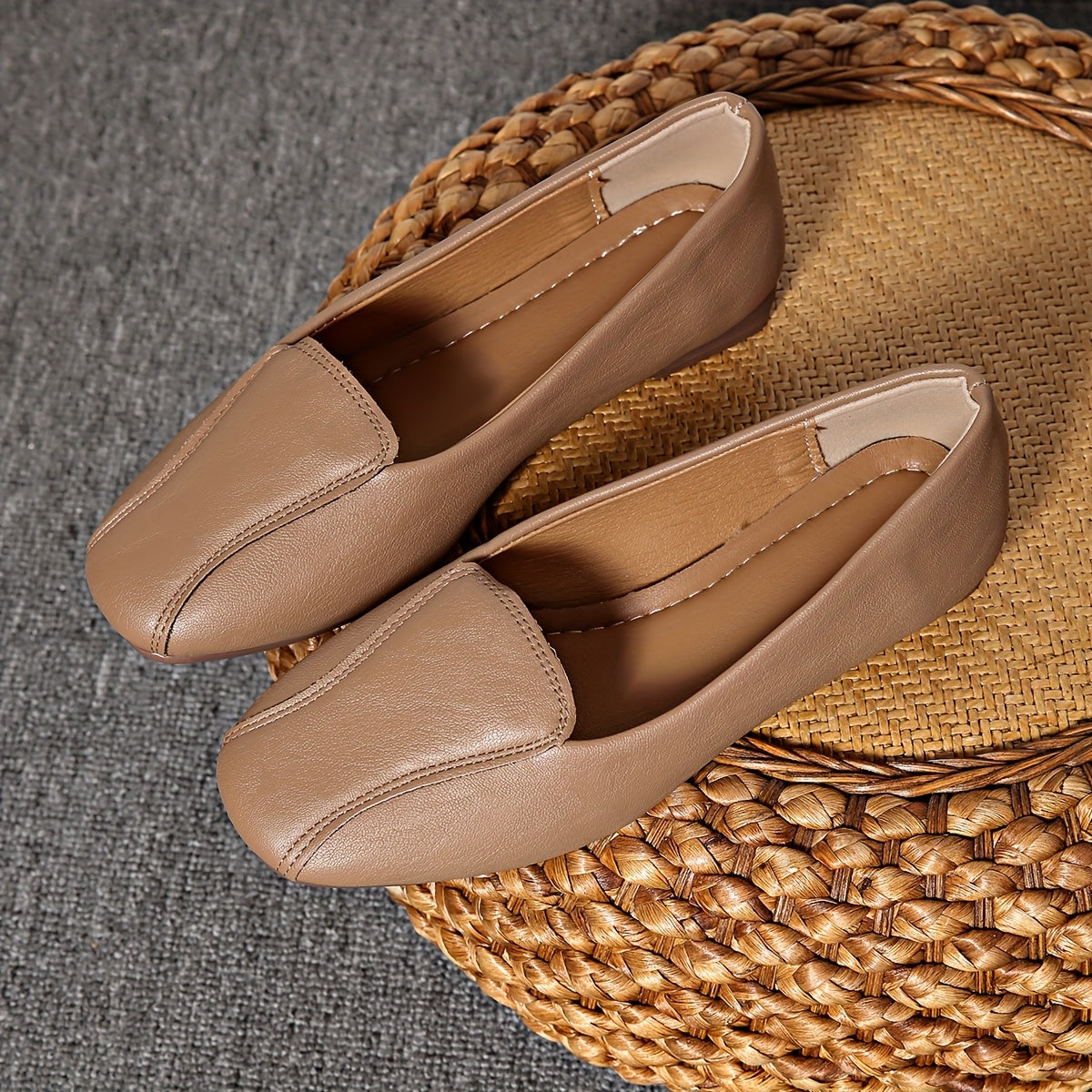 Women's Vintage Sequin Slip-On Shoes Polyurethane Upper Square Toe All Season