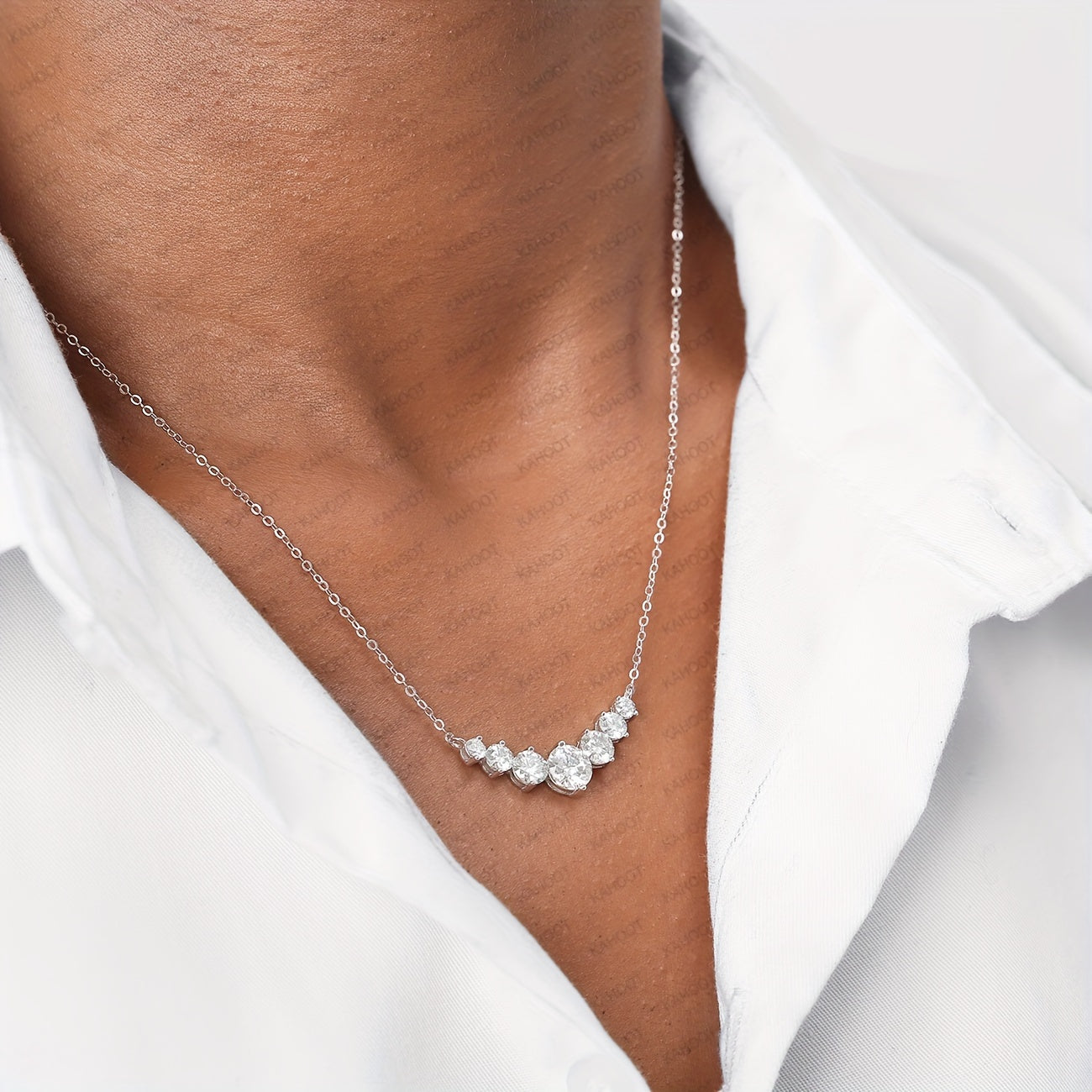 Moissanite Silver Necklace for Wedding Engagement Anniversary Gift