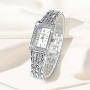 Women's Elegant Rhinestone Wristwatch with Rectangular Zinc Alloy Case and Quartz Movement