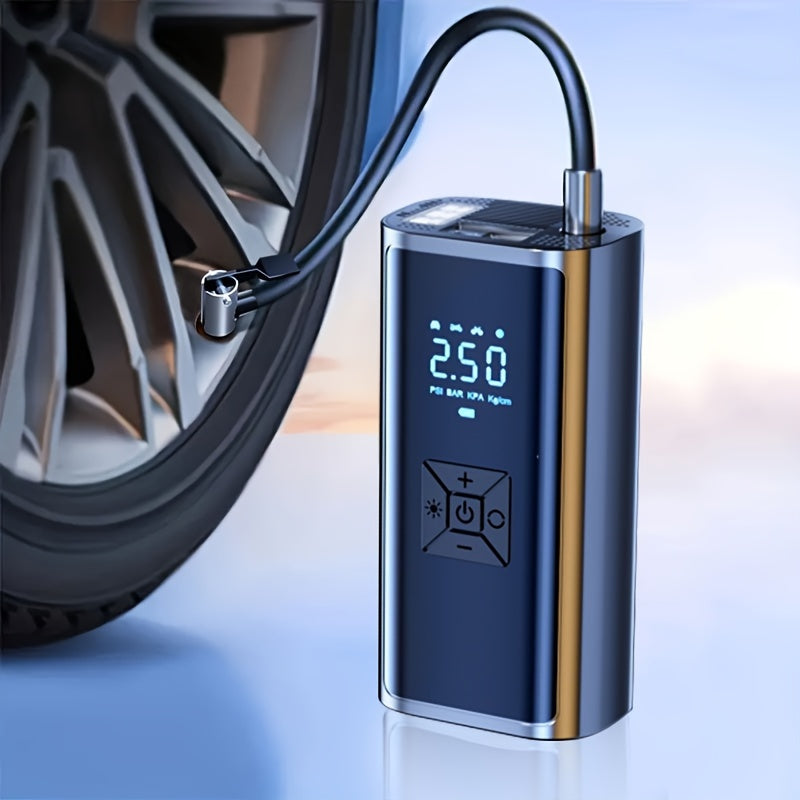 Portable Tire Inflator Pump with Digital Display LED Light USB Rechargeable 150 PSI