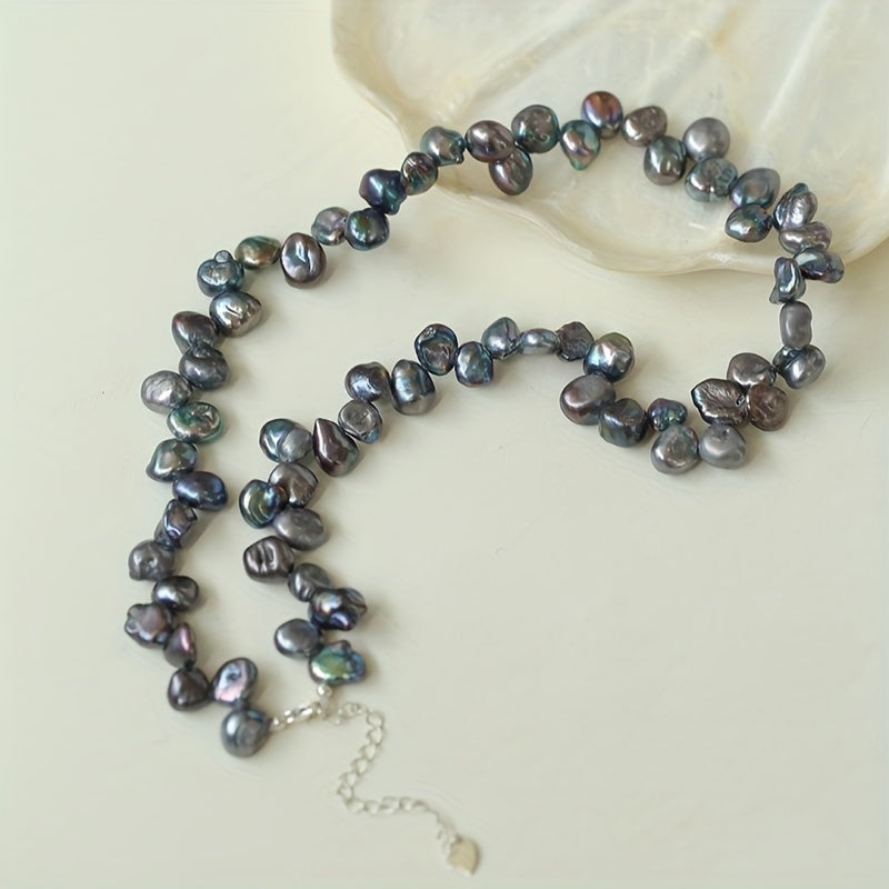 Grey Petal Pearl Necklace for Women Elegant Jewelry for Everyday and Special Occasions