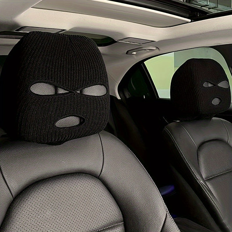 2PCS Polyester Car Headrest Covers Knitted Balaclava Style Full Face Mask