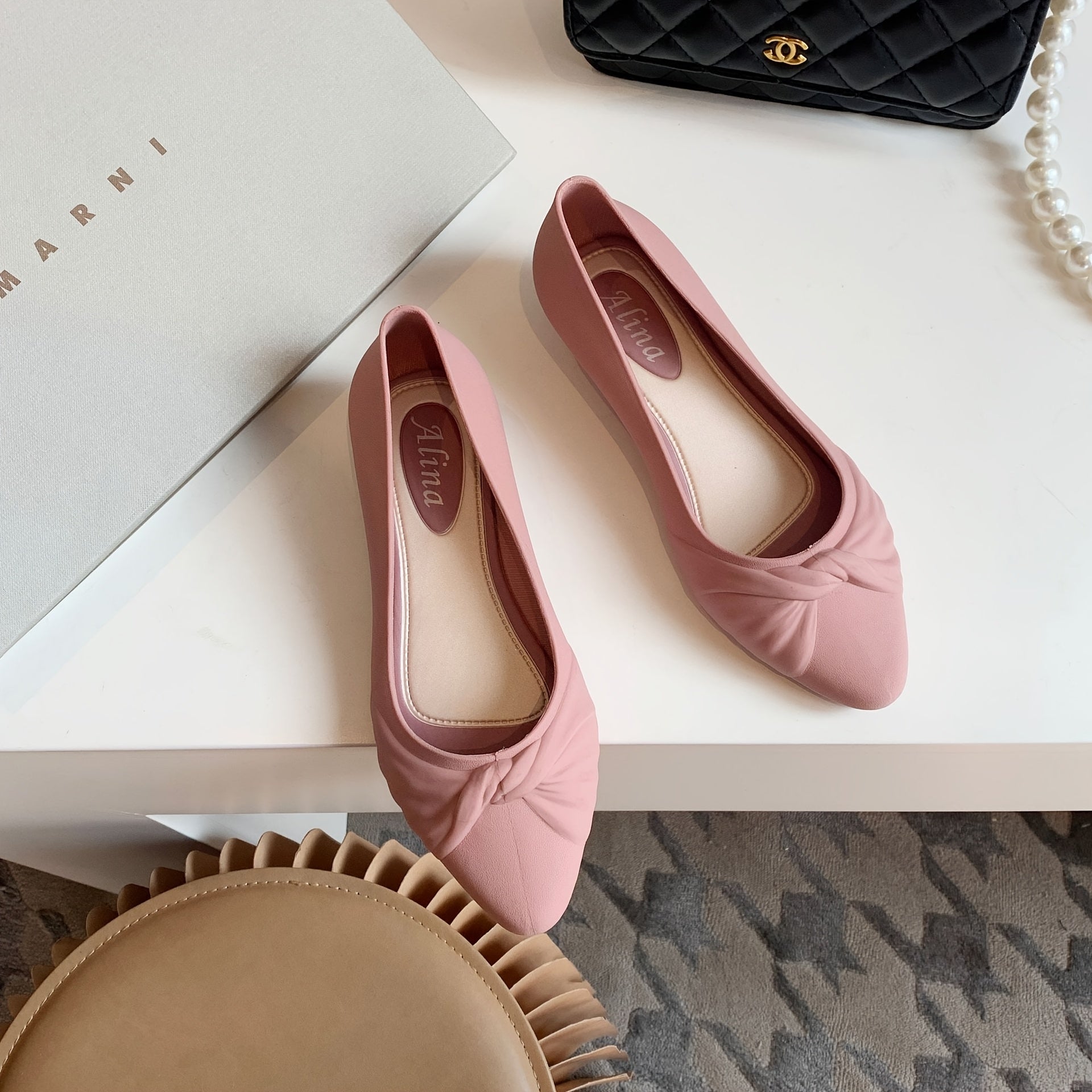 Women's Pointed Toe Flats Black Slip-On Casual Work Shoes